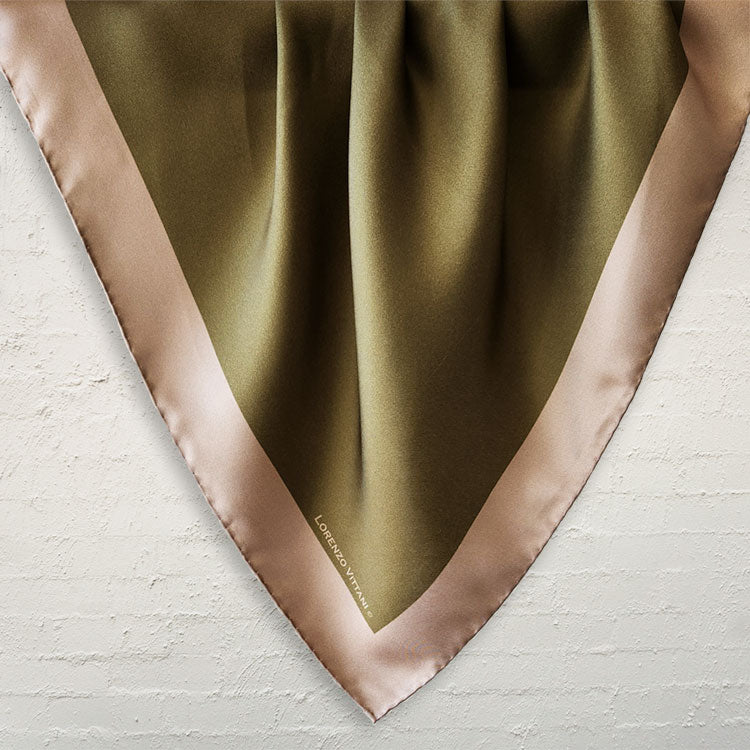 Border Scarf, Olive/Beige