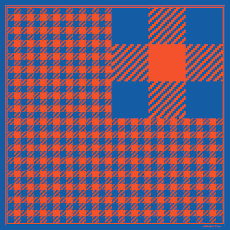 Gingham Large, Blue/Orange