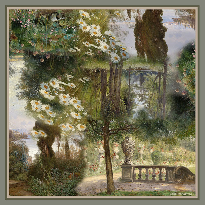 Tuscan Scene, Green/Sky Blue