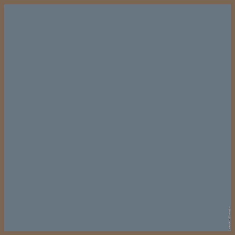 Pencil Border, Dusty Blue/Tan