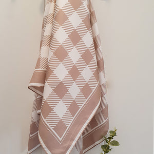 Gingham, Doeskin/White